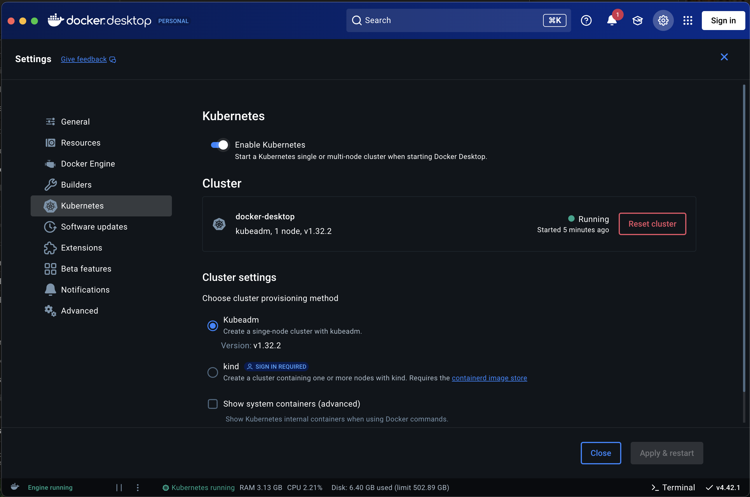 Enable Kubernetes